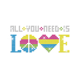 Multicoloured Love Iron-on Rhinestone Transfer