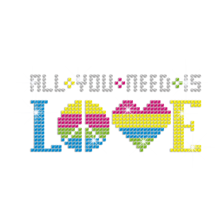 Multicoloured Love Iron-on Rhinestone Transfer