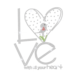 Crystal Love with All Your Heart Hotfix Rhinestone Transfer