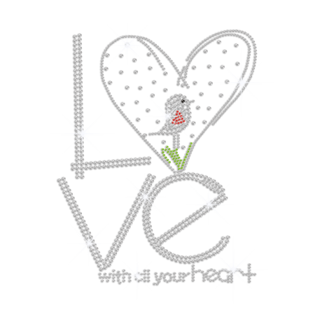 Crystal Love with All Your Heart Hotfix Rhinestone Transfer
