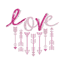 Pink Cupid\'s Love Arrows Hotfix Rhinestone Transfer