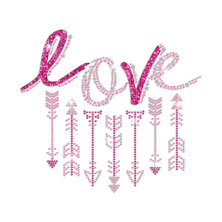 Pink Cupid's Love Arrows Hotfix Rhinestone Transfer