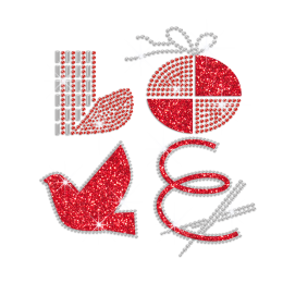 Bling Red Presents Of Love Heat Press Rhinestone Glitter Transfer