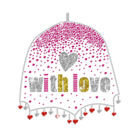 Umbrella Cover with Love Iron on Rhinestone Transfer