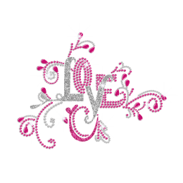 Floral Love Fonts Iron-on Rhinestone Transfer