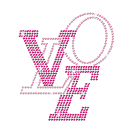 Pink LOVE Bling Rhinestone Custom Heat Transfers