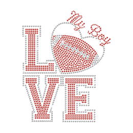 I Love My Boy Football Iron on Rhinestone Transfer Motif