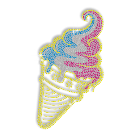 Colorful Bling Ice Cream Iron on Neon Rhinestud Transfer