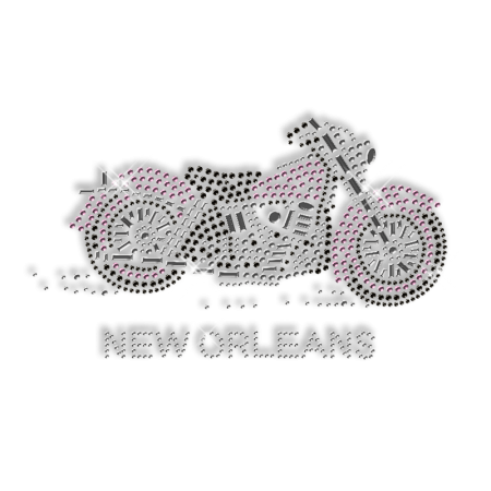 Cool Rhinestone Rhinestud and Nailhead New Orleans Moto Iron on Motif for Clothes	