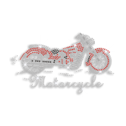 Cool Motorcycle Iron-on Nailhead Rhinestone Transfer