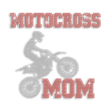Cool Motocross Mom Heat Press Rhinestone Transfer