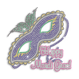 Customized Happy Mardi Gras Hotfix Bling Design