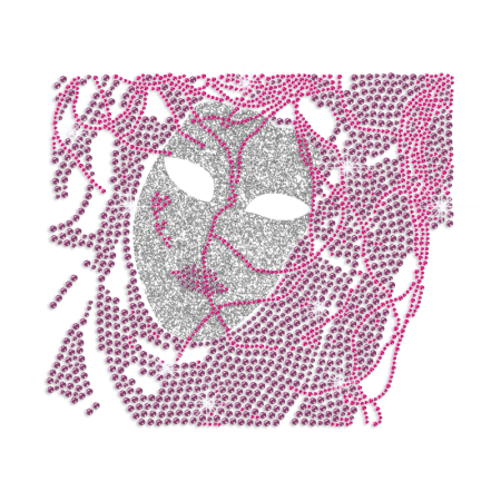 Purple & Pink Mask Iron-on Rhinestone Transfer