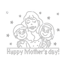 Crystal Happy Mother\'s Day Iron on Rhinestone Transfer