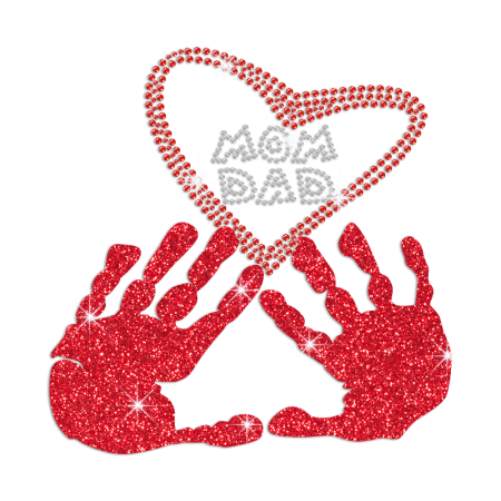 Glittering Love Mom And Dad Iron on Rhinestone Transfer Decal - CSTOWN