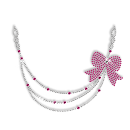 Crystal and Pink Rhinestone Necklace Iron on Motif for Clothe