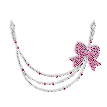 Crystal and Pink Rhinestone Necklace Iron on Motif for Clothe