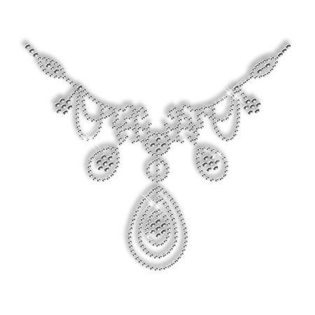 Sparkling Crystal Rhinestone Necklace Iron on Motif for Clothes