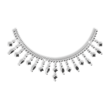 Crystal Rhinestone and Nailhead Necklace Iron on Motif for Clothes