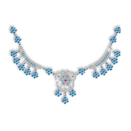 Shinning Blue Rhinestone Necklace Iron on Motif for Clothes