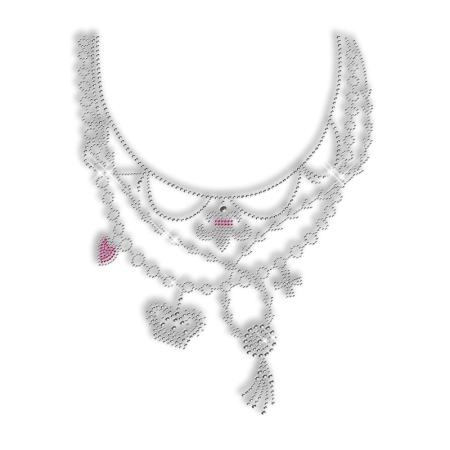 Shinning Rhinestone and Rhinestud Necklace Iron on Motif for Clothes