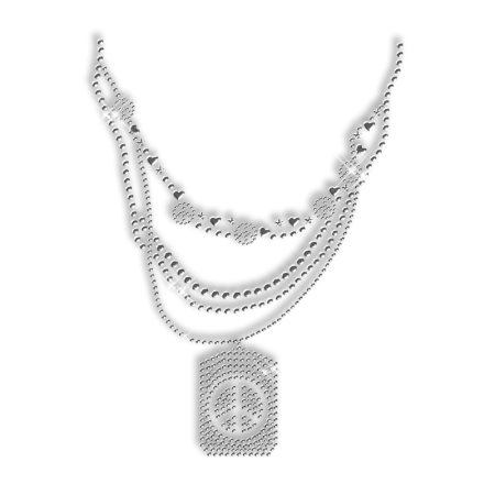 Shinning Crystal Rhinestone and Nailhead Necklace with Peace Mark Iron on Transfer Motif for Clothes