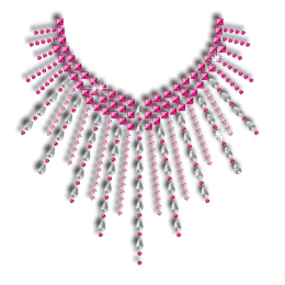 Pink Necklace Iron on Rhinestone Nailhead Transfer