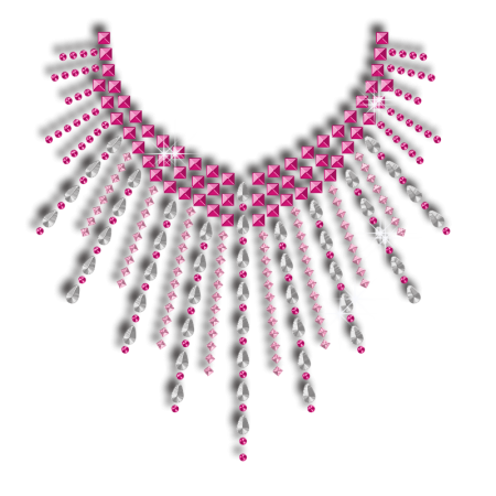 Pink Necklace Iron on Rhinestone Nailhead Transfer