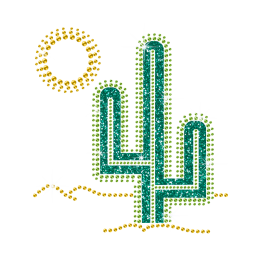 Glitter and Rhinestone Iron on Cactus Transfer for Clothing