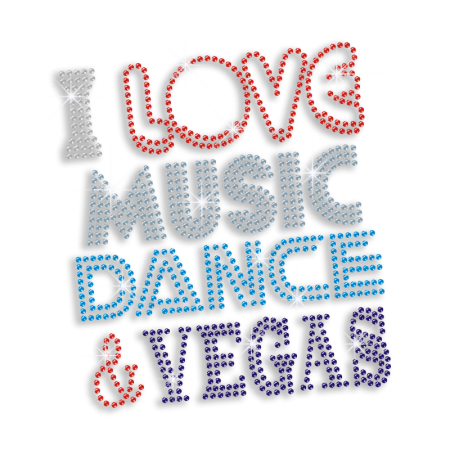 I Love Music Dance & Vegas Hotfix Sequin Iron-on Transfer