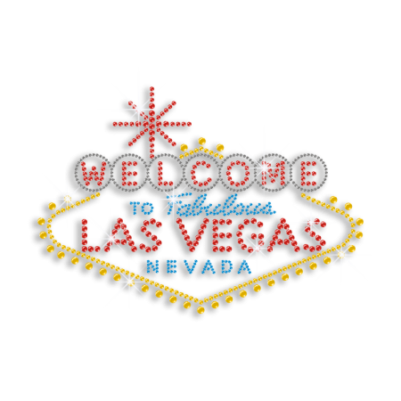 Welcome to Vegas Colorful Sequin Neon Stud Iron-on Transfer