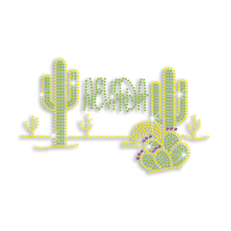 Blingy Nevada Cactus Iron-on Rhinestud Rhinestone Transfer