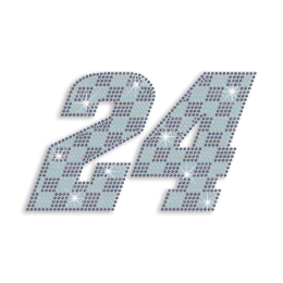 Big Blue Number 24 Iron-on Rhinestone Transfer