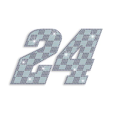 Big Blue Number 24 Iron-on Rhinestone Transfer