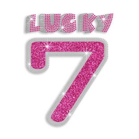 Pretty Lucky Number 7 Iron-on Glitter Rhinestone Transfer