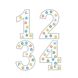 Colorful Sparkling Numbers Hotfix Rhinestone Transfer