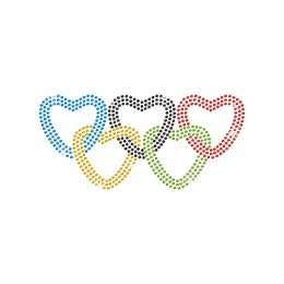 Olympic Rings in Heart Shape Hot-fix Rhinestone Transfer
