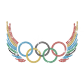 Olympic Rings Spreading Colorful Wings Iron on Rhinestone Transfer