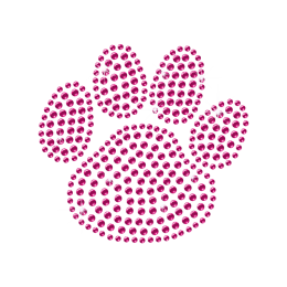 Pink Rhinestone Dog Paw Iron on Transfer