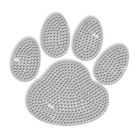 Pure Crystal Rhinestone Paw Iron on Motif for Clothes