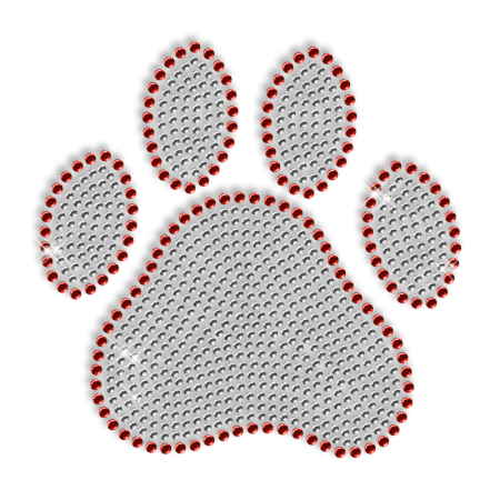 Pure Crystal Rhinestone Paw Iron on Motif for Clothes