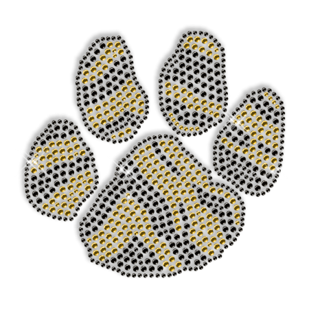 Rhinestone and Rhinestud Stripe Paw Motif for Clothes