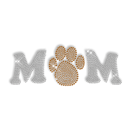 Sparkling Rhinestone Paw with Letters Iron on Motif