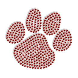 Sparkling Ruby Rhinestone Paw Iron on Motif