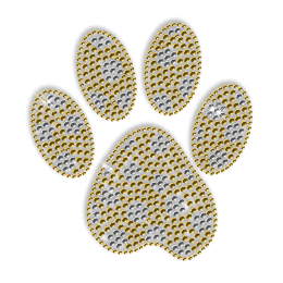 Gold Rhinestone Paw Iron on Motif