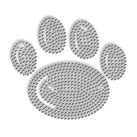 Lovely Tiny Crystal Rhinestone Paw Iron on Motif