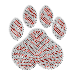 Crystal and Ruby Rhinestone Paw Iron on Motif