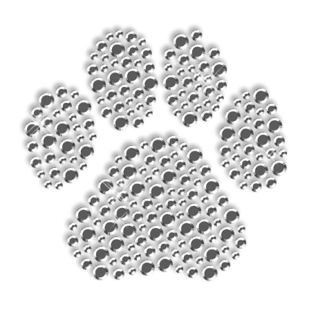 Large Pure Crystal Rhinestone Paw Iron on Transfer