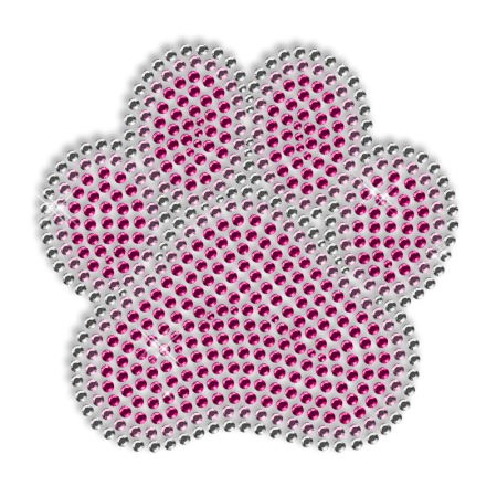 Shining Pink Rhinestone Paw Iron on Motif for Clothes