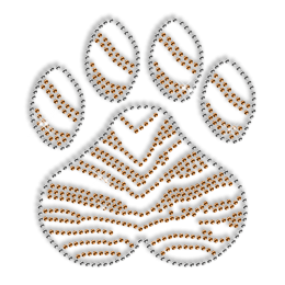 Custom Best Cute Orange Stripe Paw Print Pure Diamante Iron on Transfer Design